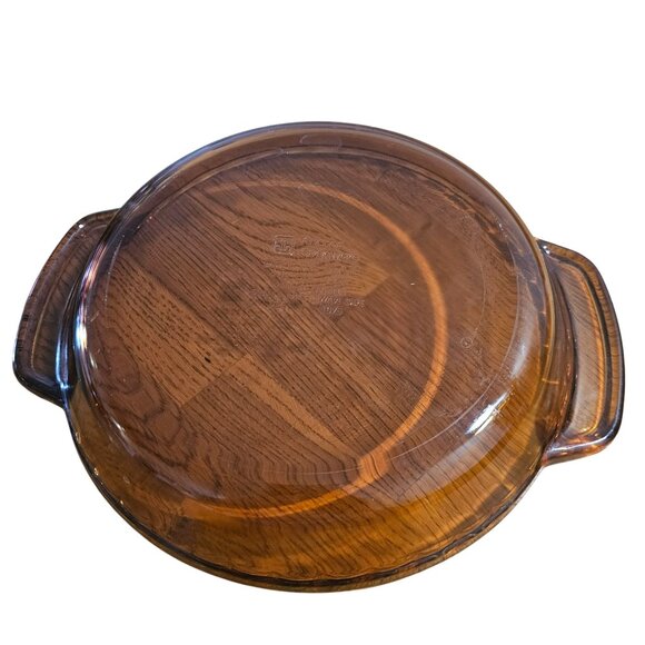 Anchor Hocking Presence Amber Pie Plate 9" deep dish brown 1qt scalloped edges - Picture 4 of 6